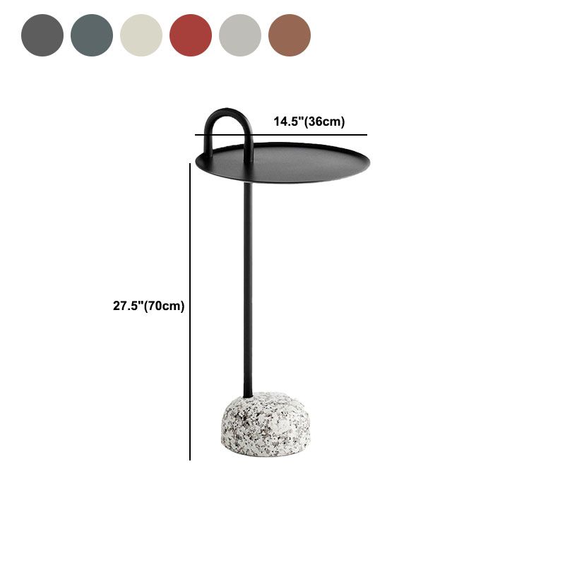 27.75" Tall Steel Round Top Side Table Stone Pedestal End Table