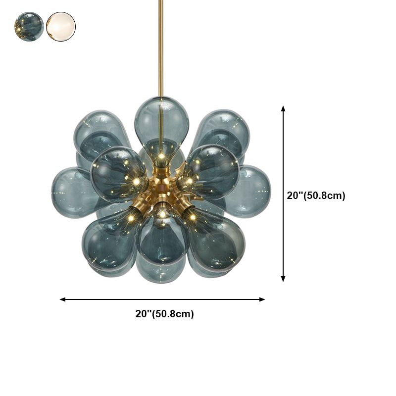 Modern Style Balloon Chandelier Glass Living Room Hanging Light in Gold