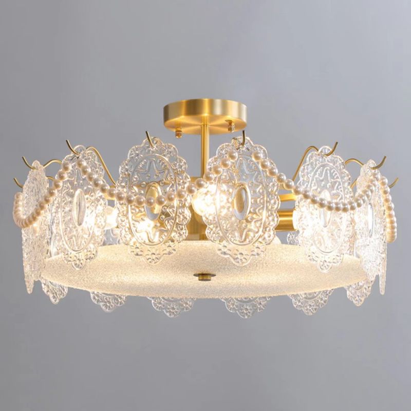 Contemporary Creative Ceiling Lamp Glass Shade Flush Mount Light Fixture
