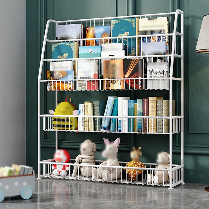 Modern Style Metal Bookshelf Ladder Open Shelf Bookcase for Study Room