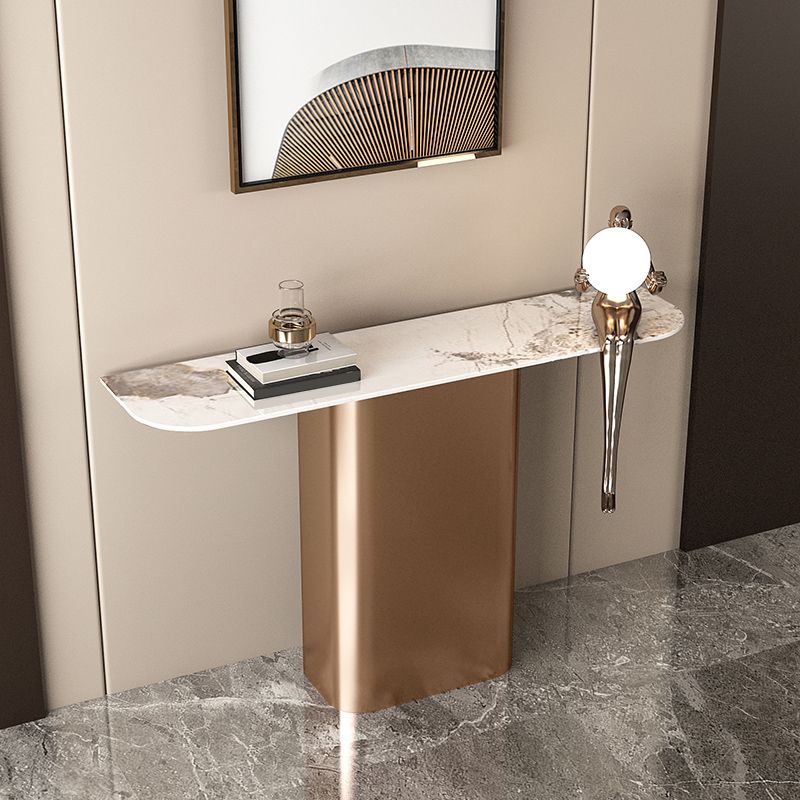 Contemporary Console Accent Table Antique Finish Half Moon Console Table