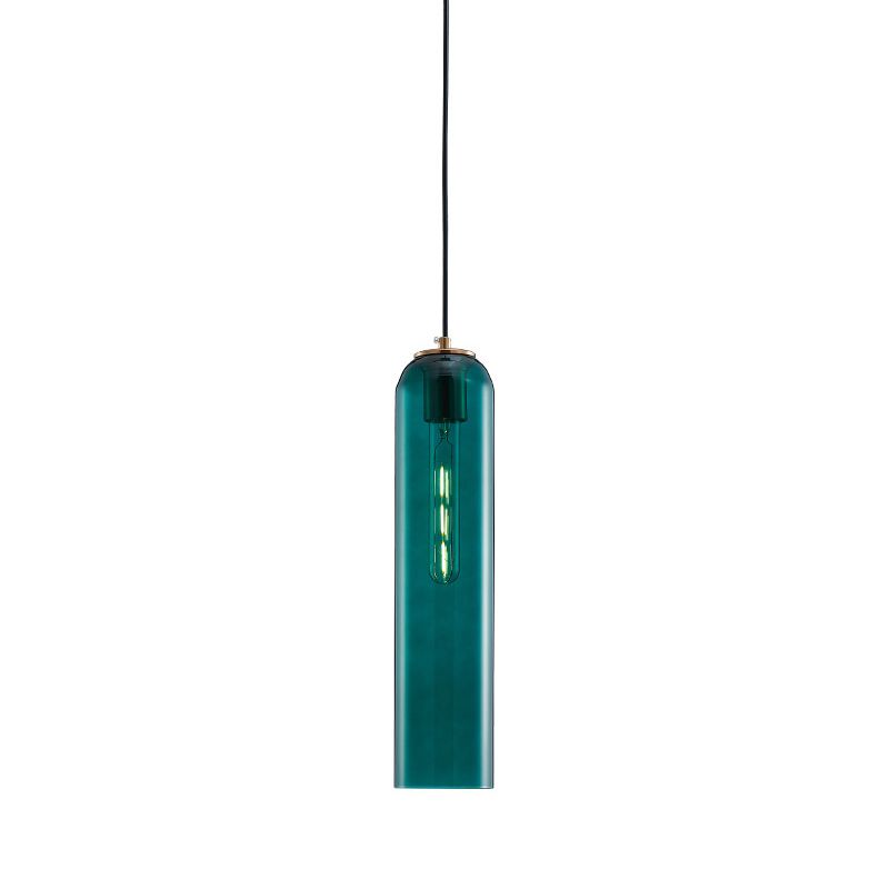 Green Glass Tubular Ceiling Pendant Light Nordic 1 Light Hanging Light for Bedroom