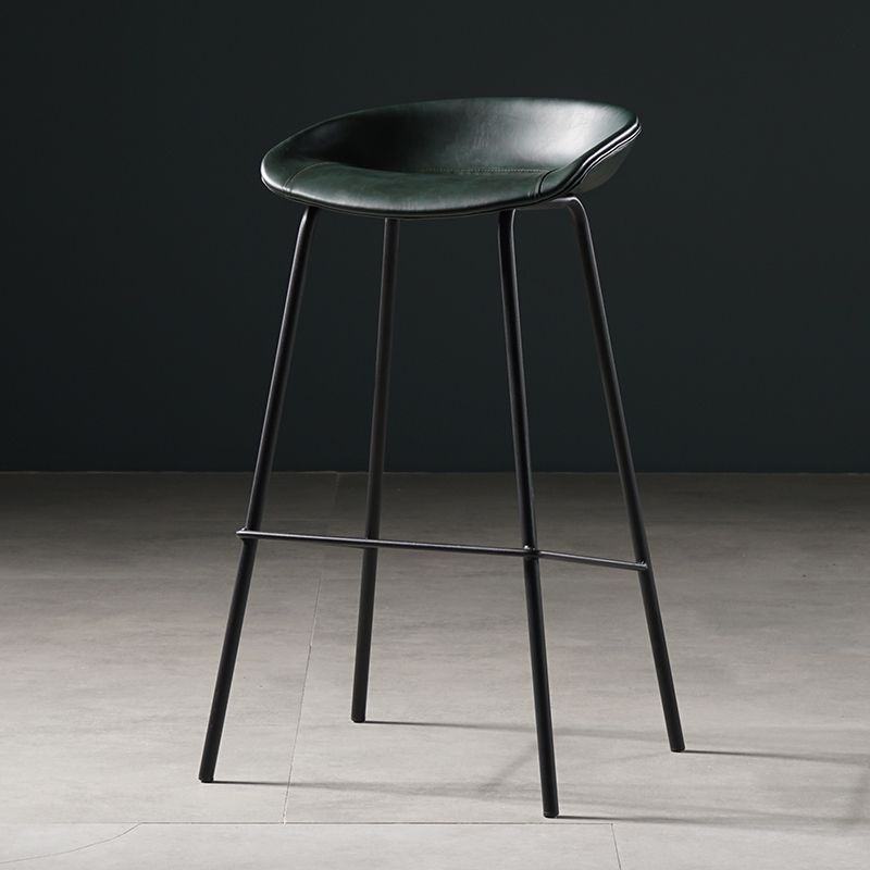 Modern Style Counter Stool Faux Leather Backless Barstool with Footrest