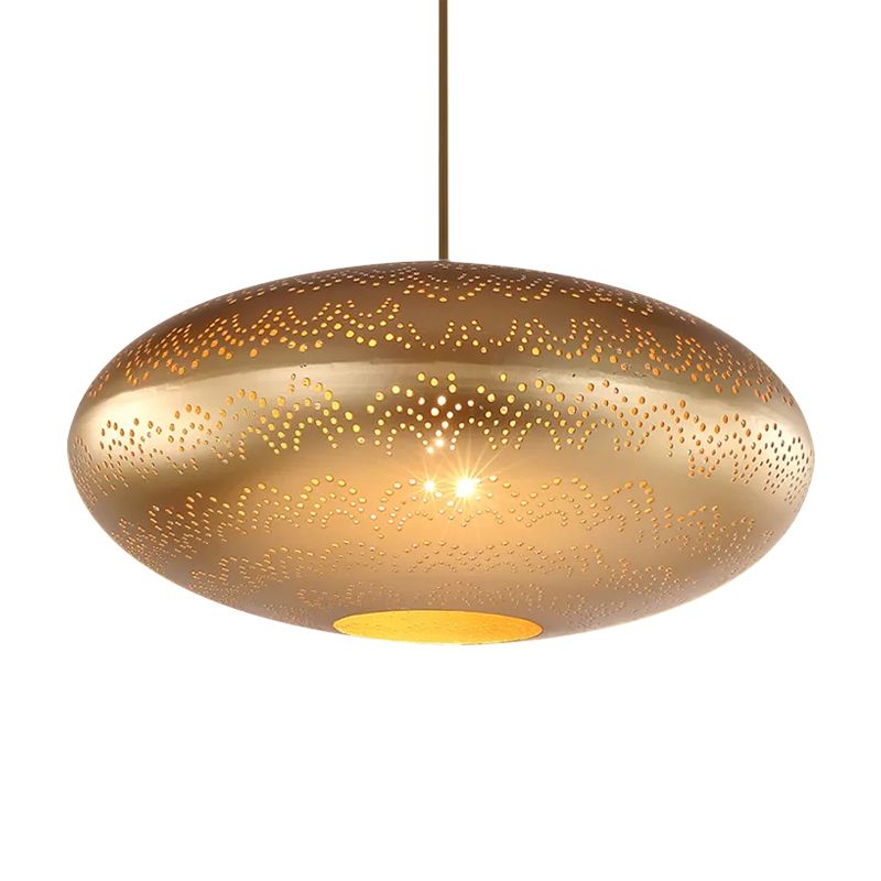 1 Lampen Deckenleuchte Arabische Oval Metallpendellampe in Schwarz/Silber/Messing