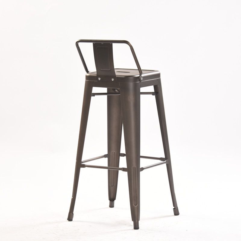Industrial Style Metal Bar-stool Square Iron Seat Counter Stool for Kitchen Bar
