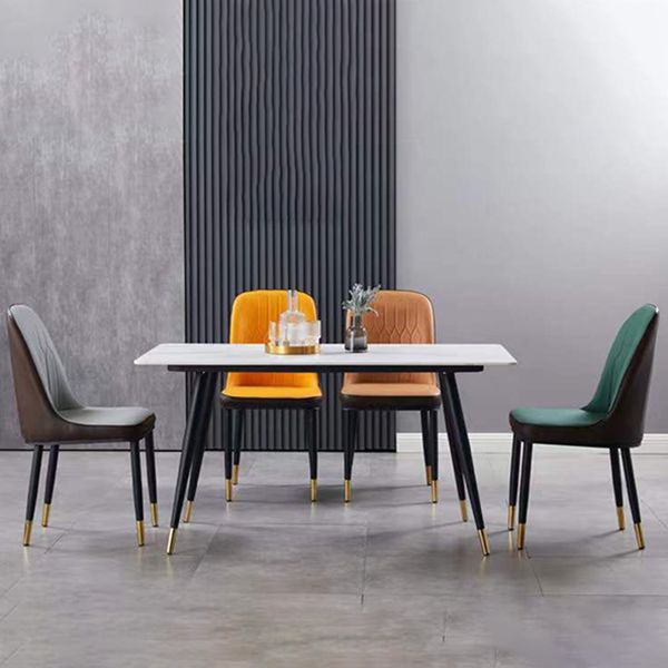 Glam Faux Leather Dining Chair Parsons Chair in Matte Finish for Office