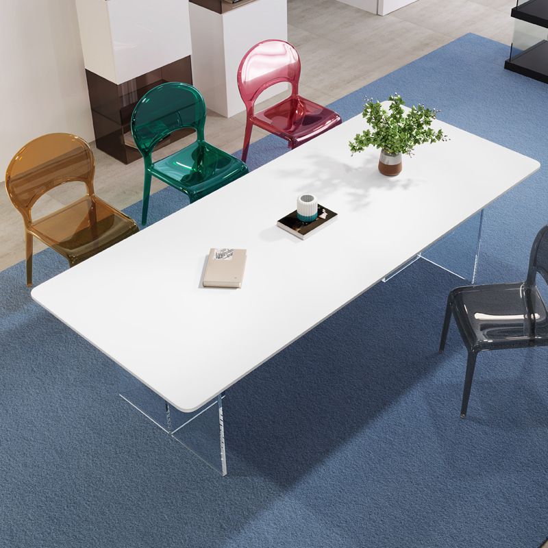 Modern Dining Table with White Stone Rectangle Dining Table for Kitchen