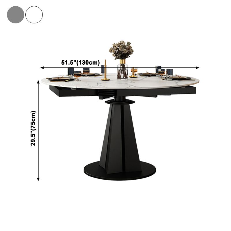 Simplicity Round Dining Table Marble Table with Black Pedestal Base