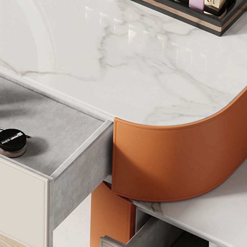 Glam Make-up Vanity with Drawers, Faux Leather Dressing Table