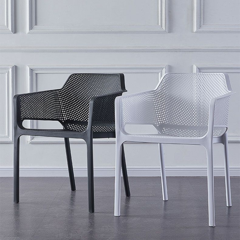 Eigentijdse eet- en accentstoelen matte afwerking plastic vaste achterstoel stoel