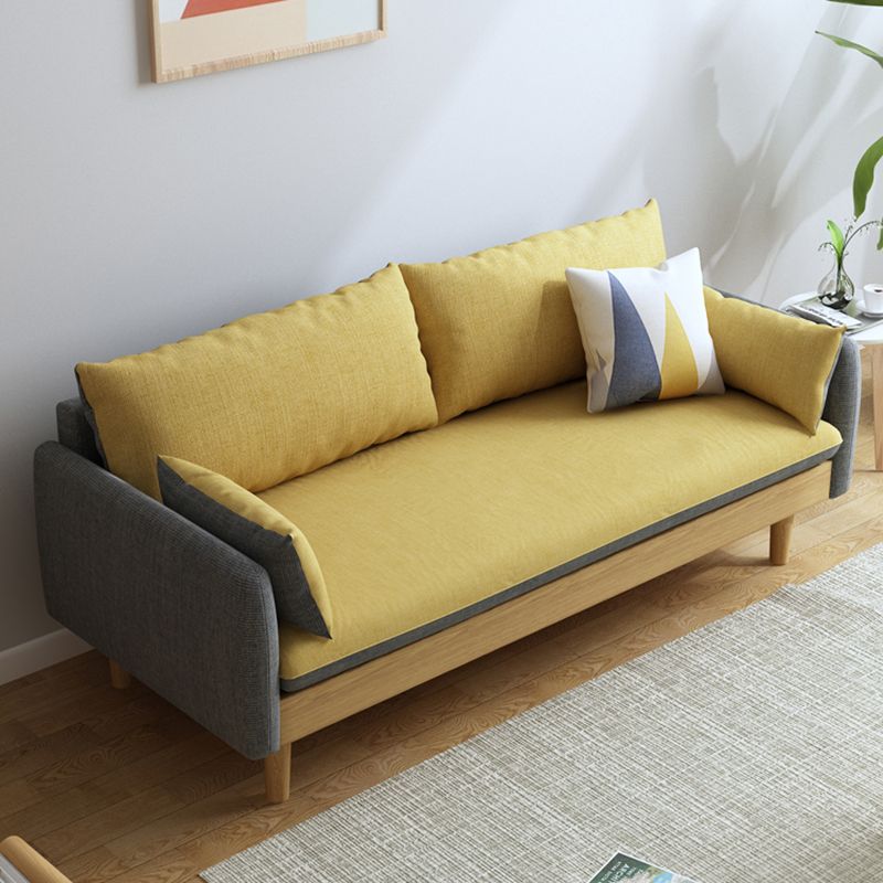 Contemporary 29.9" H Cotton Blend Square Arm Sofa for Apartment