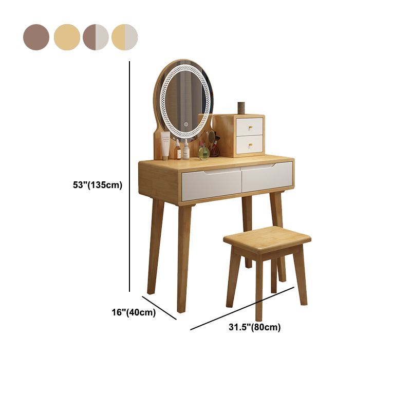 1/4-Drawer Wooden Vanity Makeup Table Set Vanity Stool - 53.15" H