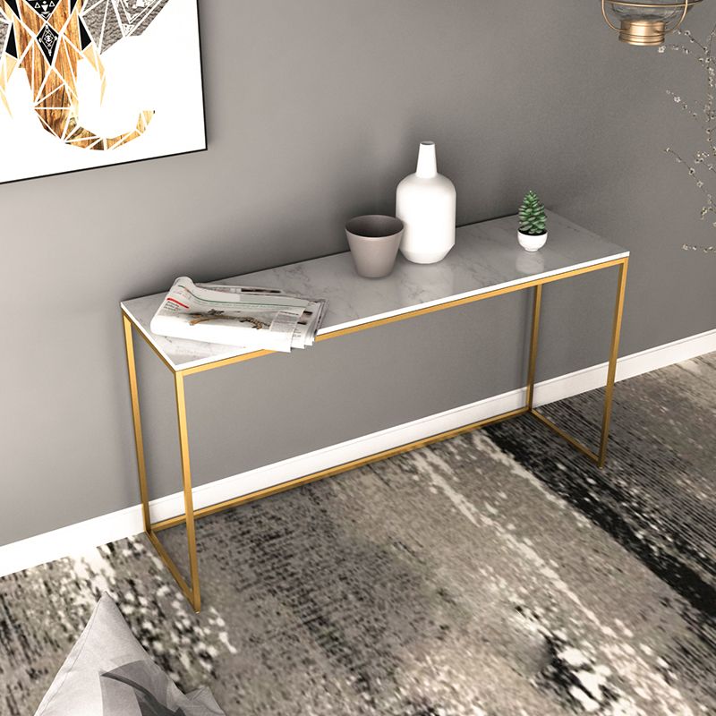 Glam Marble Iron Rectangle Sofa Table Stain Resistant Frame Console Table