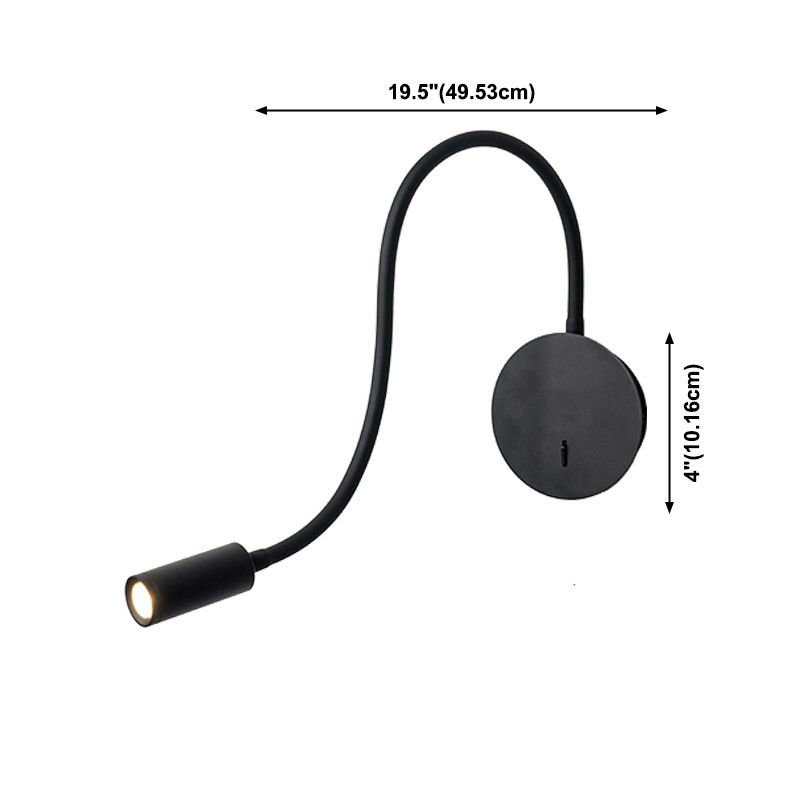 Modern Style Metal Wall Light Round 4" Wide Reading Wall Sconce for Bedroom