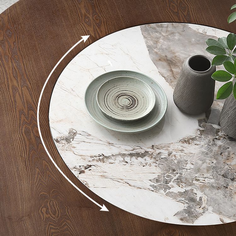 Round Pedestal Table Simplicity Style Solid Wood Dining Site Table with Turntable