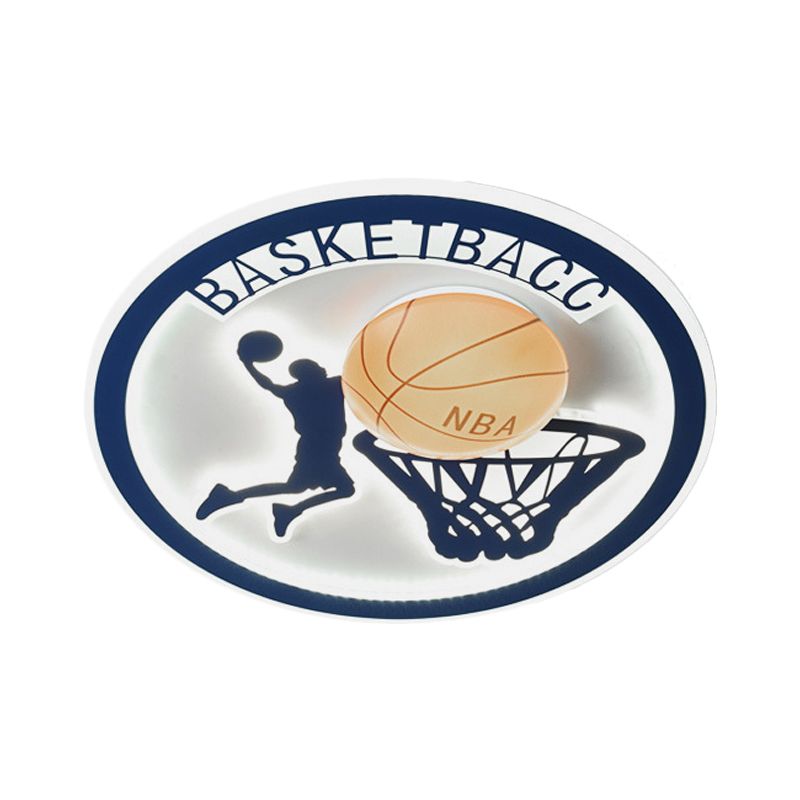 Basketball Shot Plafonnier Enfants Orange/Blanc Verre Enfants Chambre LED Plafonnier