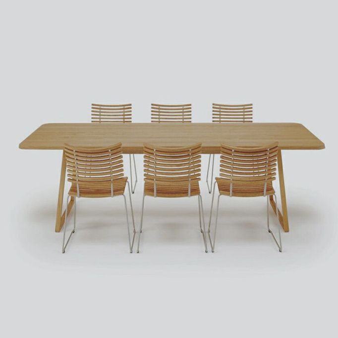 Rectangle Wood Color Dining Table Solid Wood Table Minimalist with Double Pedestal