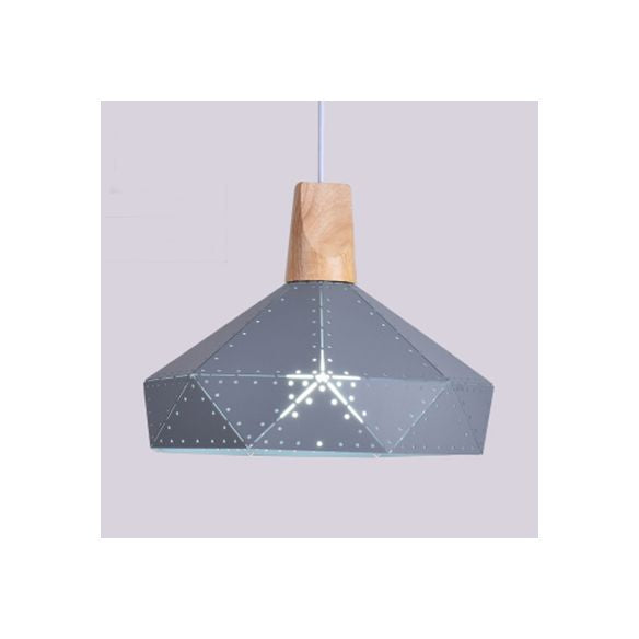 Forma colgante de forma de diamante metálico negro/gris/blanco 1 luz moderna monocromática luz colgante para escalera de cocina