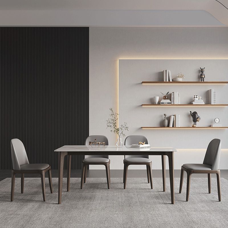 Rectangle Dining Table Mid-Century Modern Dining Table with Solid Wood Base