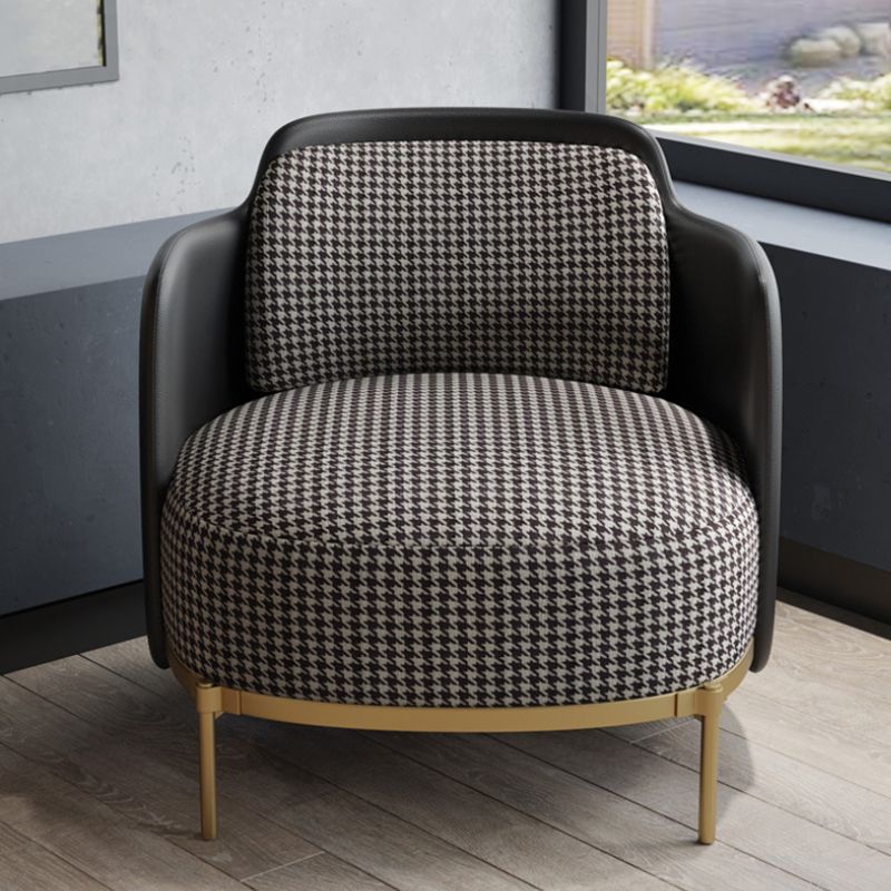 Linen Living Room Chair with Gold Basic Four Leg Accent Armchair