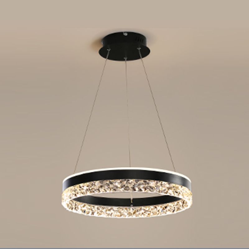 Circle Shape Metal Pendant Light Fixture Modern Style Single Light Hanging Light Fixture