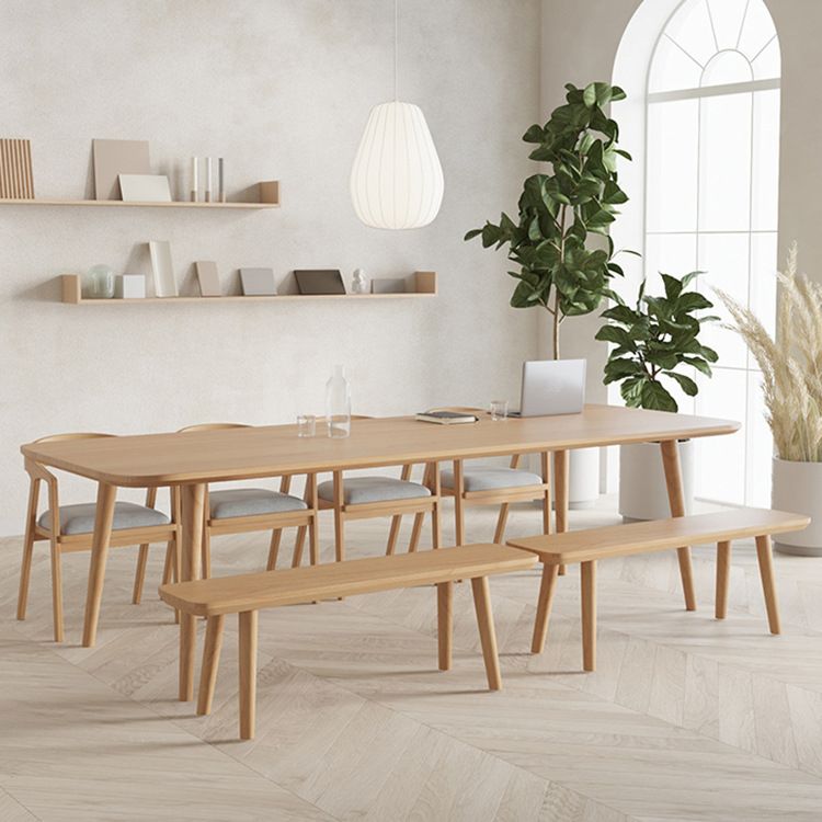 Contemporary Solid Wood Executive Desk Curved Natural Office Desk