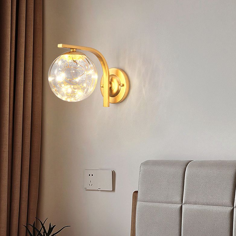 Iron LED Wall Light in Modern Creative Style Babysbreath Glass Wall Sconce for Interior Spaces