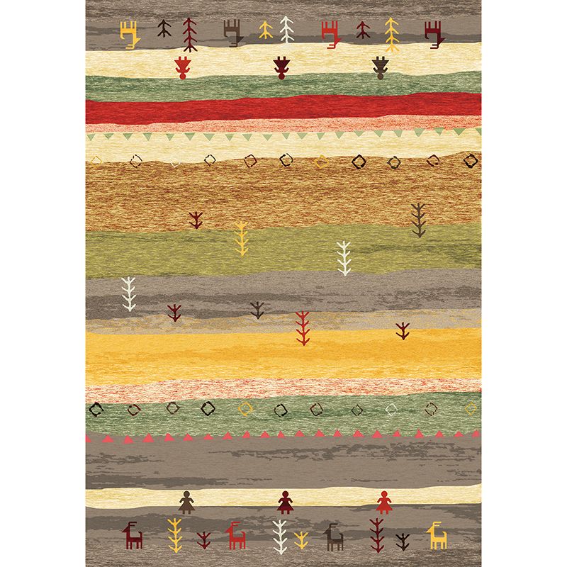Grijze tonus antieke gebied tapijt polyester tribale print binnen tapijt antislip rugtapijt voor slaapkamer
