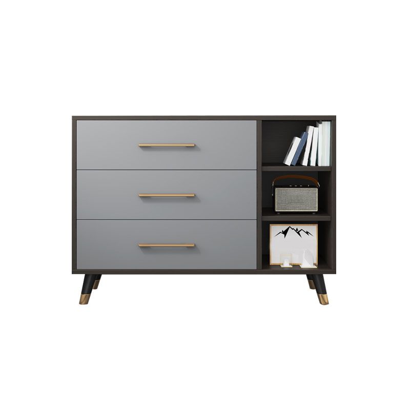 Grey Accent Chest with Solid Wood Straight Legs and Drawers Chest