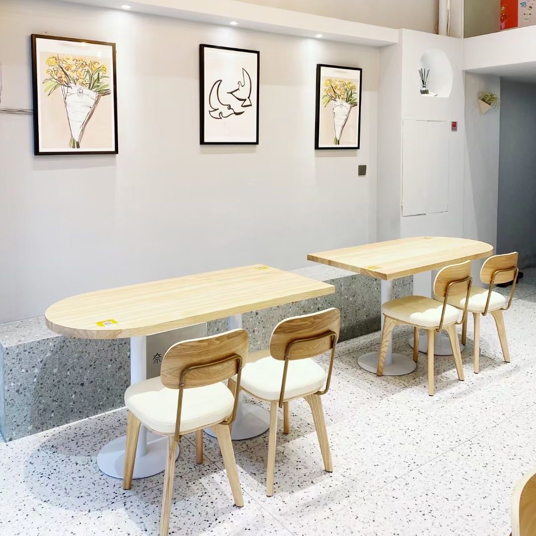 Silla de comedor tradicional de madera, cafetería, silla lateral de comedor sin brazos con respaldo abierto (juego de 2)