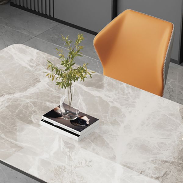 Sintered Stone Two-Color Dining Table Simplicity 4 Legs Table for Dining Room