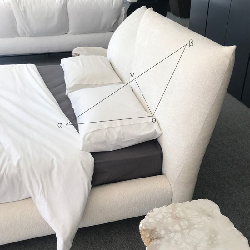 Modern Standard Bed Arched Shape Upholstered Headboard Standard Bed