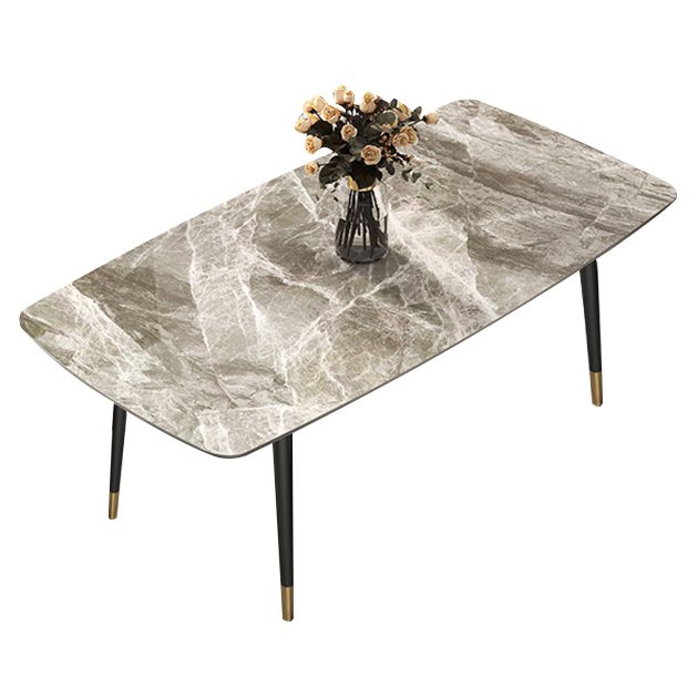 Mesa de comedor de piedra sinterizada contemporánea Mesa de comedor gris rectangular para cocina