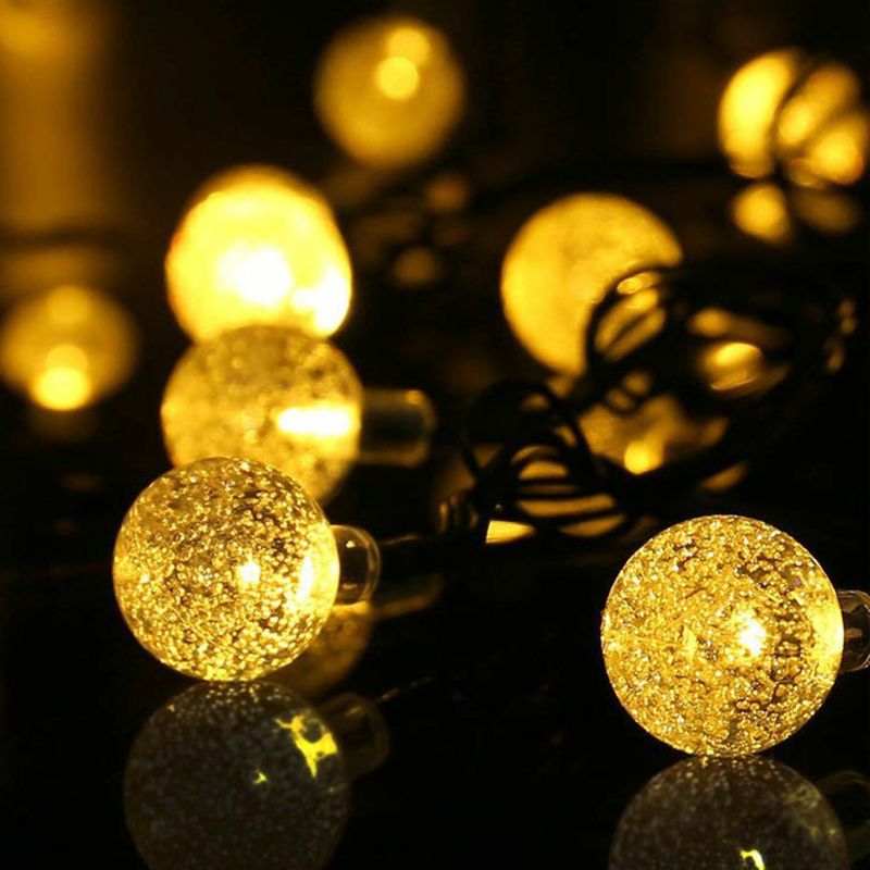 21.3ft Bubble Ball Solar Christmas Light Art Deco Plastic 30-Light Clear LED String Light