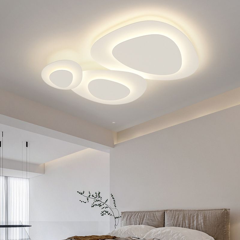 Nordic White Flush Mount Multi-Layer LED Ceiling Light Fixture for Living Room