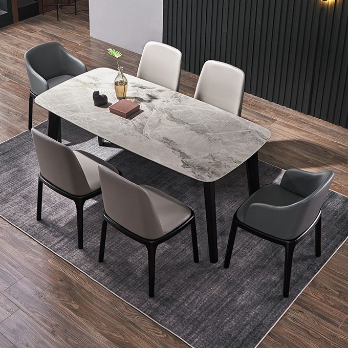 Modern Ash Wood Dinette Set 1/2/4/5/7 Pieces Dining Table Set with Grey Sintered Stone Top