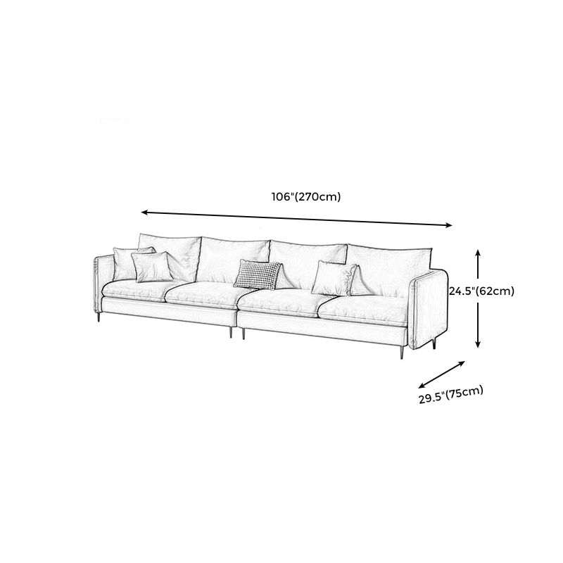 Contemporary Standard Square Arm Settee Bench with Pillows in Grey