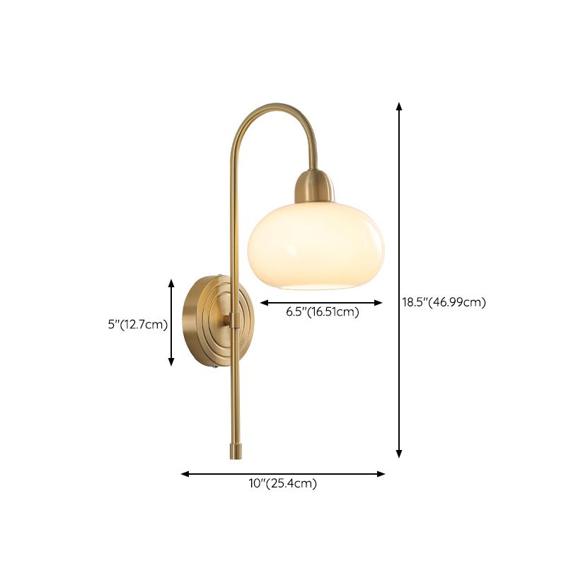 Modern Style Wall Lamp 1-Light Wall Mount Lamp with Glass Shade for Bedroom