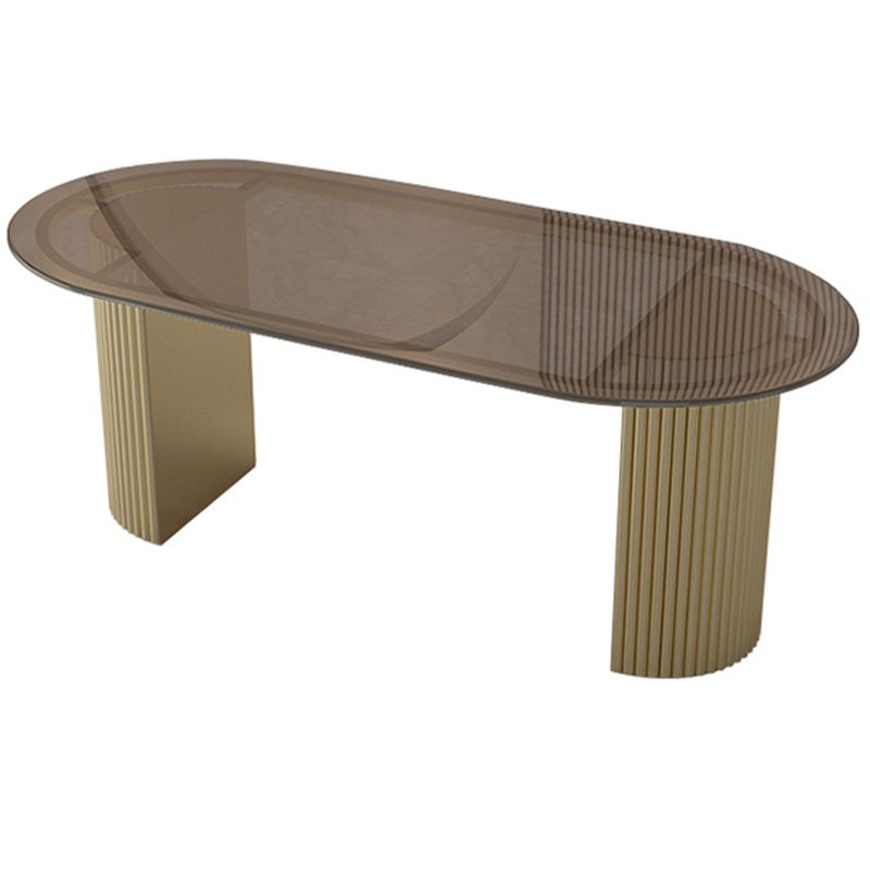 Modern Style Dining Table Oval Double Pedestal Table for Home Use