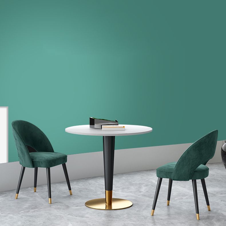 Minimalist Sintered Stone White Dining Table Round Shape Dining Table with Pedestal Base