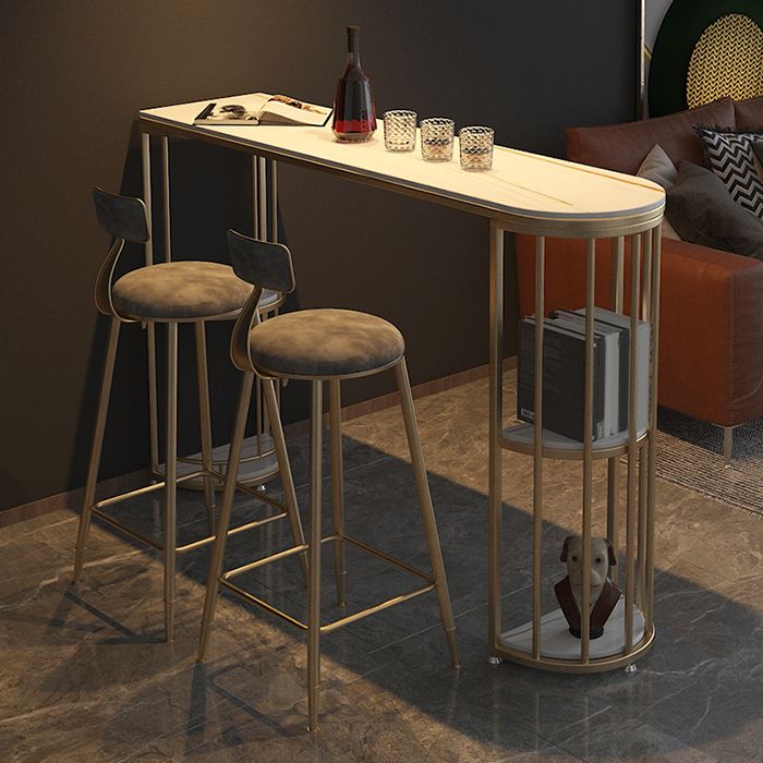 Indoor Oval Pub Dining Set 1/2/3 Pieces Stone and Metal Pub Set with Storage