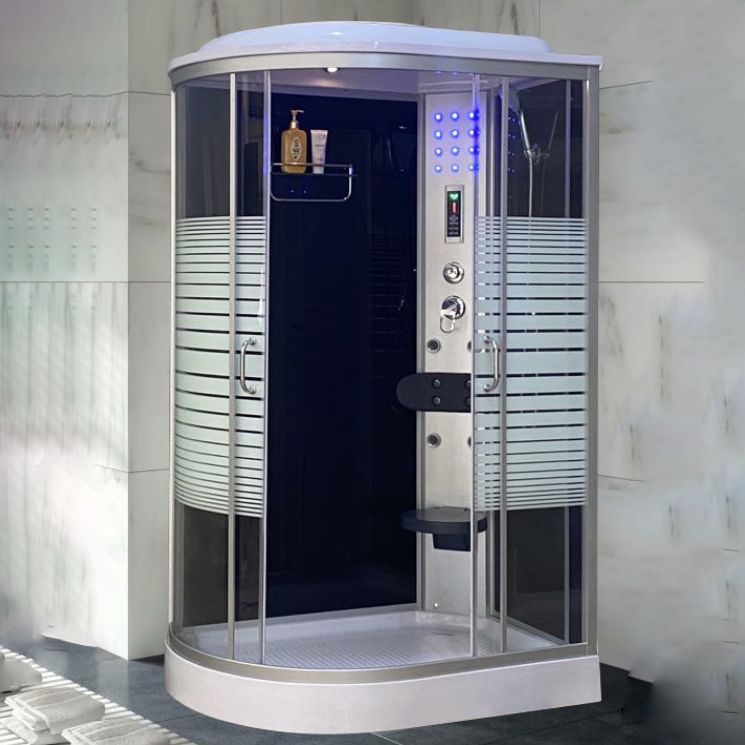 Rectangle Corner Shower Stall Semi-Frameless Double Sliding Shower Enclosure