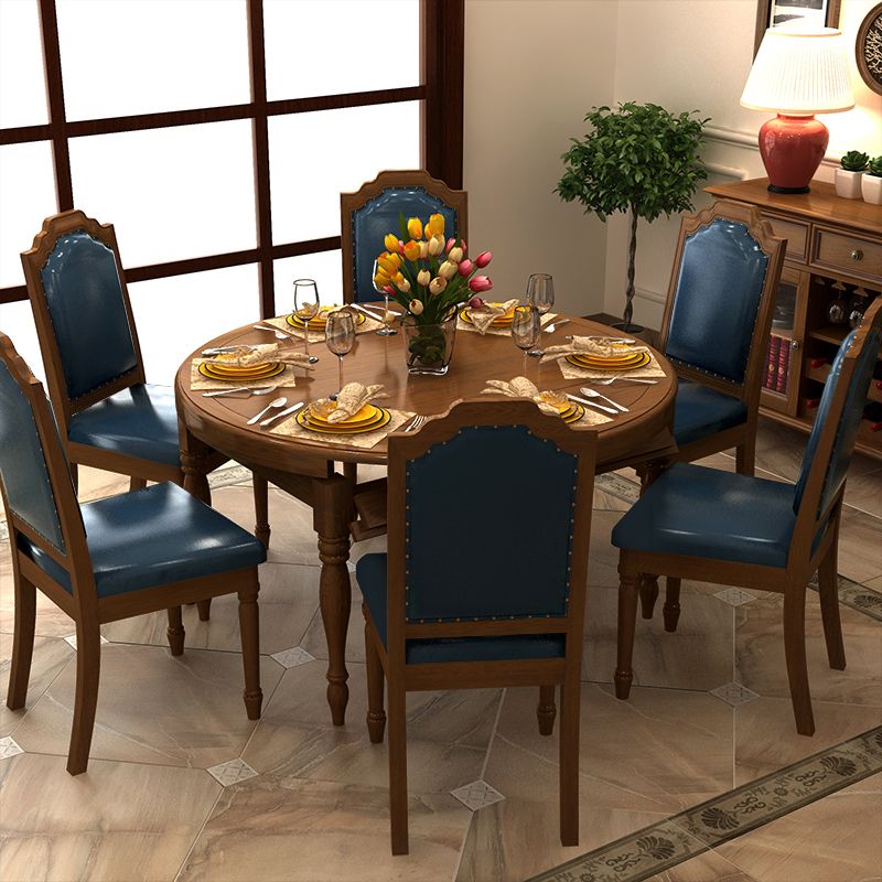 7 Piece Dining Room Table and Chair Set Solid Wood Table Dining Room Set