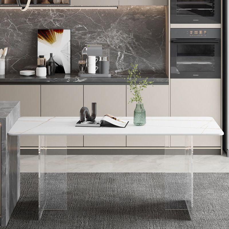 Moderner Esstisch Rechteck Sintered Stone Esstisch mit Acrylbasis