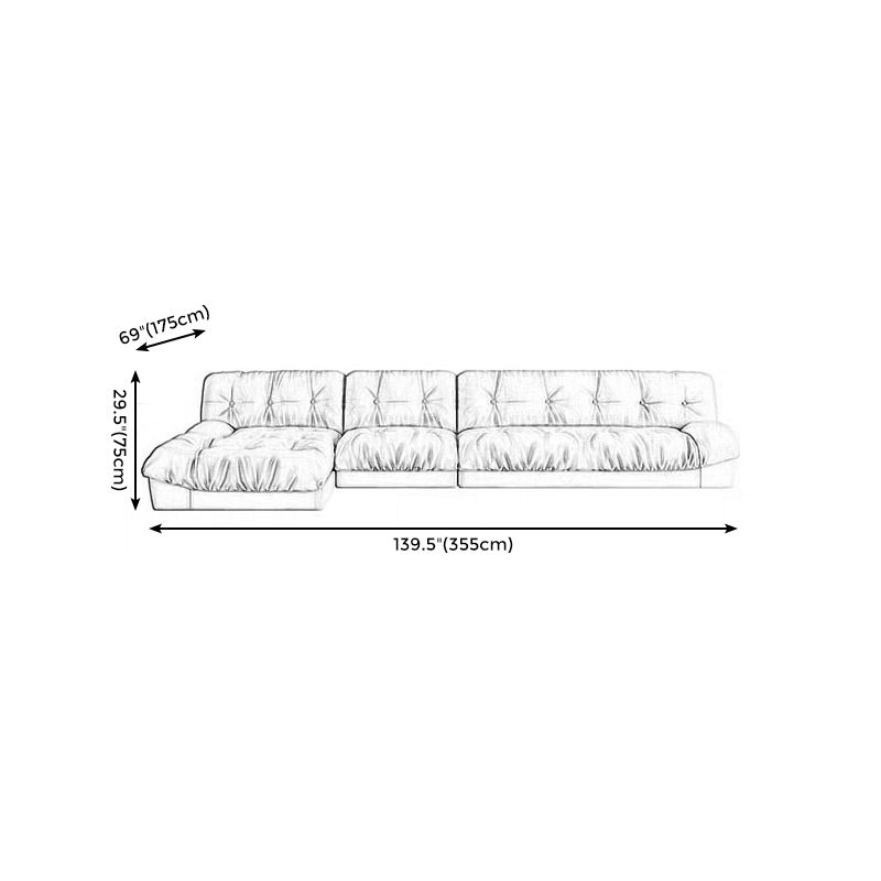 Armless Tufted Split-Back Sectional Sofa with Chaise L-Shape Sectionals Sofas