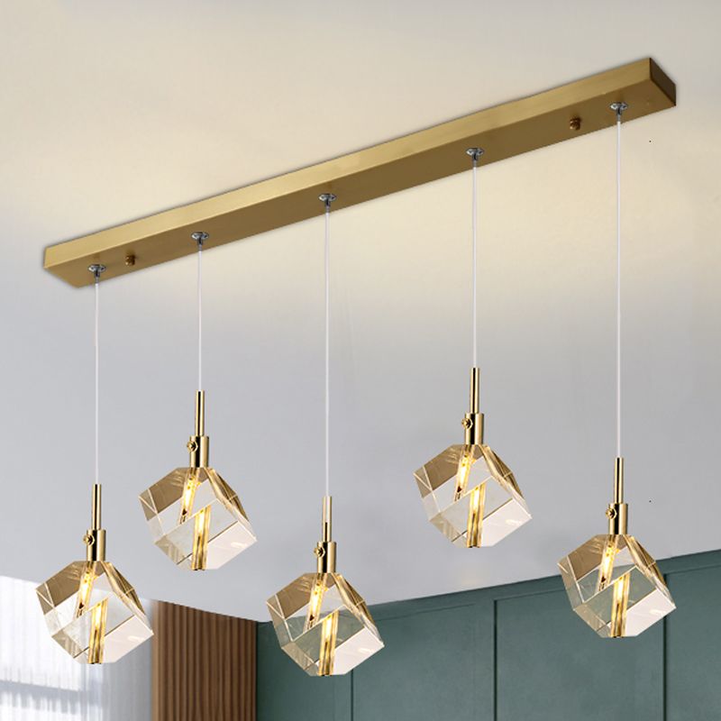 Accesorios de iluminación de estilo cuadrado moderno Ideas de iluminación de la isla de cristal