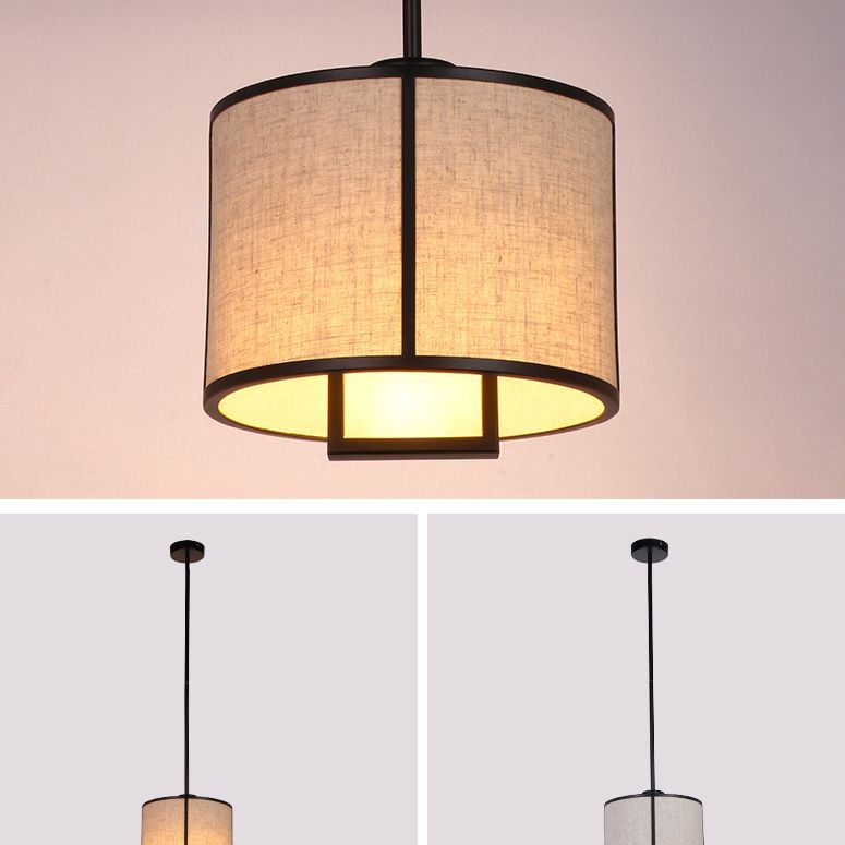 Feuille simple tissu tambour suspendu minimaliste salon suspendu avec une bielle suspendue en acier en carbone de 47 "