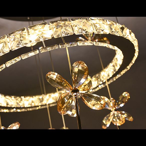 Ultra-modern Simplicity Round Hanging Ceiling Light Crystal Suspension Pendant Light for Restaurant