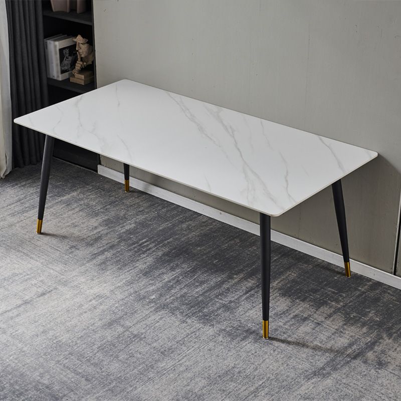 Rechthoek traditionele luxe tafel gesinterde stenen tafel met 4 zwarte poten