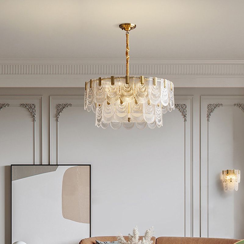 Tiered Chandelier Light Fixture Vintage Glass Pendant Lamp for Restaurant